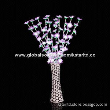 80cm high LED flower light with vase, purple color, indoor use only, 24V DC, 5W